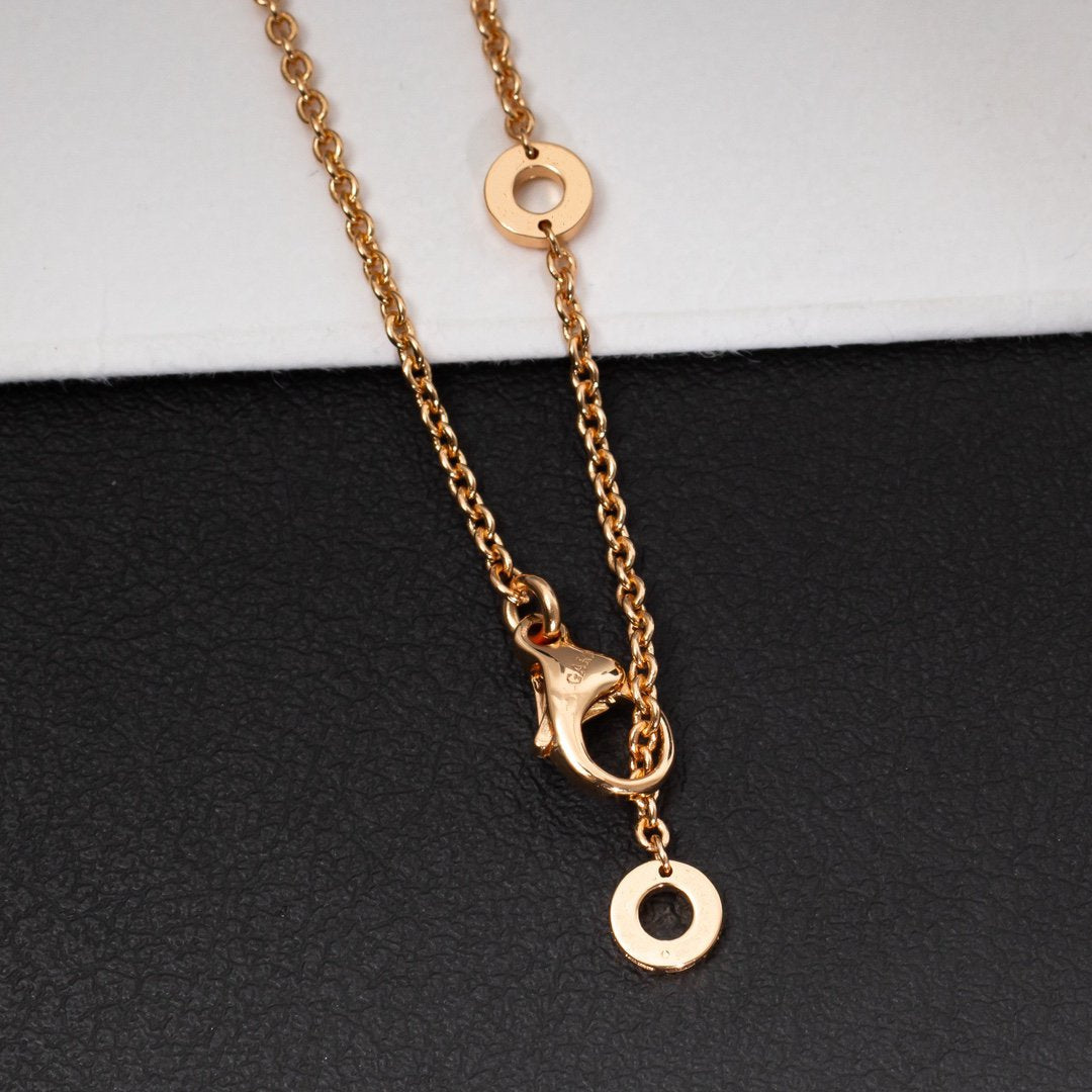 [Shinejoy]ZERO 1 WHITE CERAMIC PINK GOLD DIAMOND NECKLACE