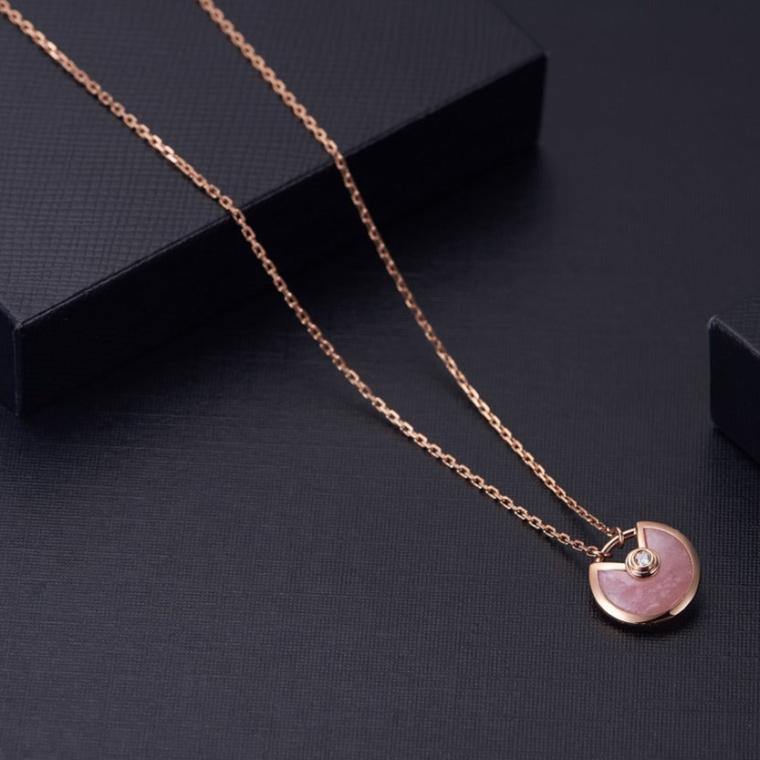 [Shinejoy]AMULETTE ROSE GOLD PINK MOP NECKLACE