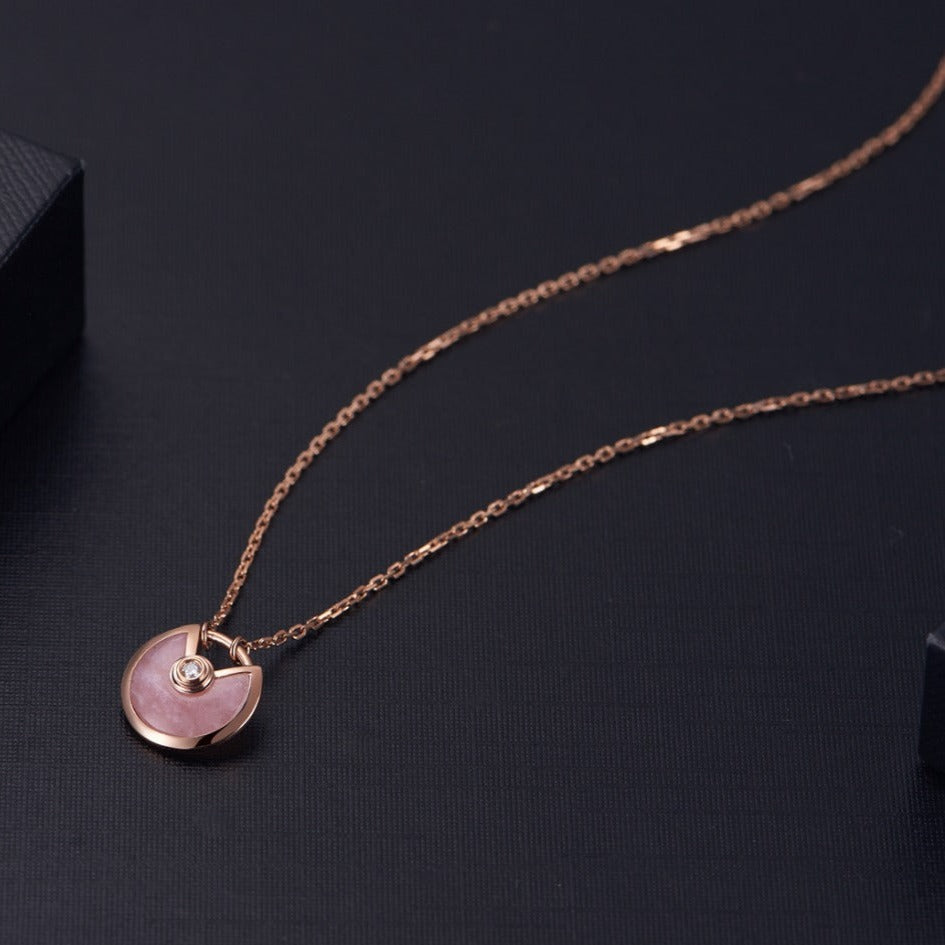 [Shinejoy]AMULETTE ROSE GOLD PINK MOP NECKLACE