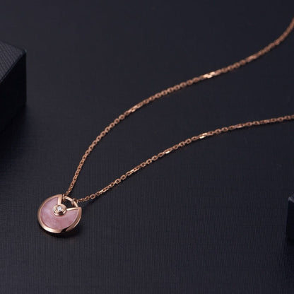 [Shinejoy]AMULETTE ROSE GOLD PINK MOP NECKLACE