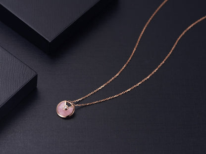 [Shinejoy]AMULETTE ROSE GOLD PINK MOP NECKLACE