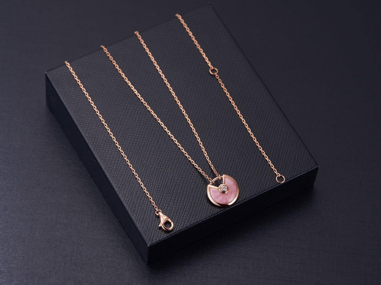 [Shinejoy]AMULETTE ROSE GOLD PINK MOP NECKLACE