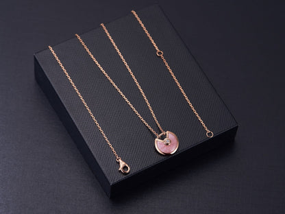 [Shinejoy]AMULETTE ROSE GOLD PINK MOP NECKLACE