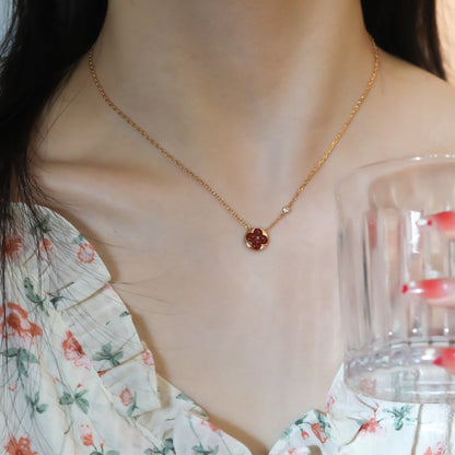 [Shinejoy]SUN PEDANT PINK GOLD 1 DIAMOND NECKLACE