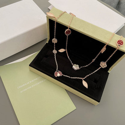 [Shinejoy]LUCKY SPRING 15 MOTIFS ROSE GOLD NECKLACE