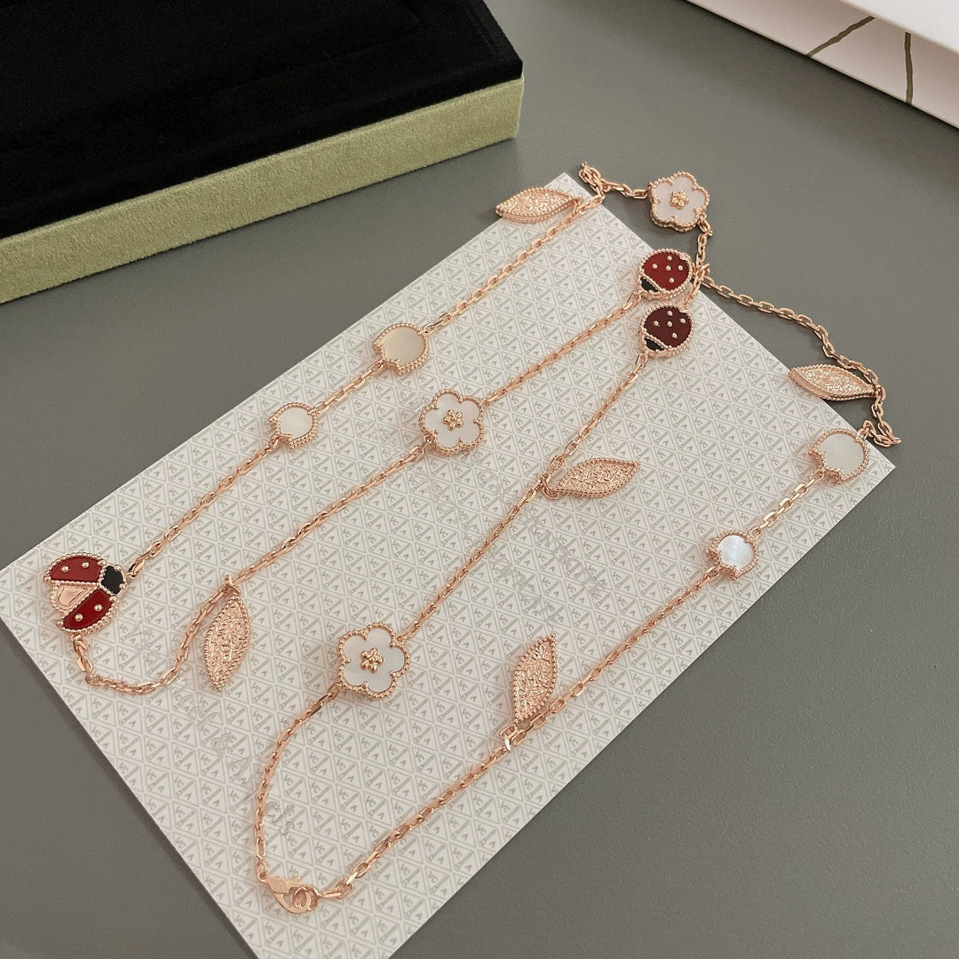 [Shinejoy]LUCKY SPRING 15 MOTIFS ROSE GOLD NECKLACE
