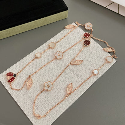[Shinejoy]LUCKY SPRING 15 MOTIFS ROSE GOLD NECKLACE