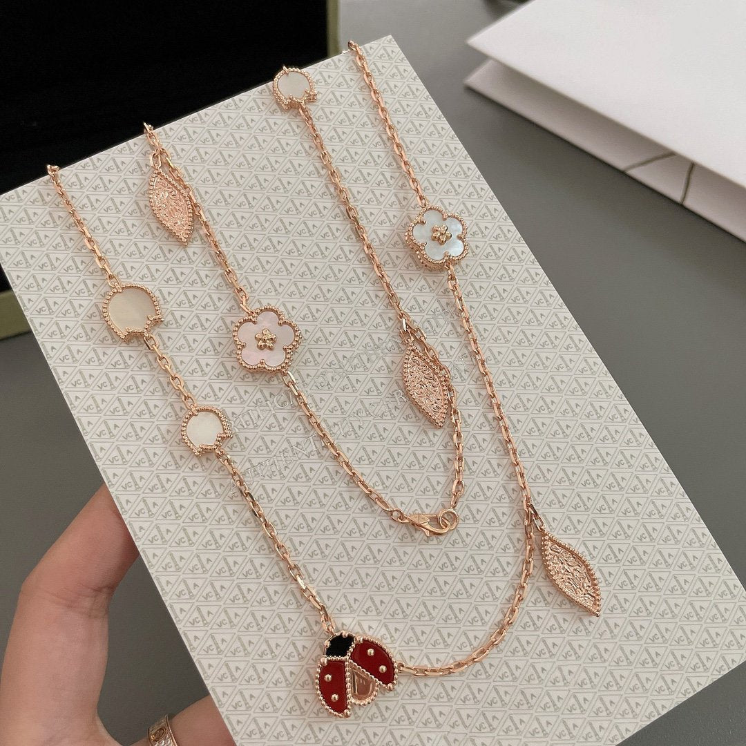 [Shinejoy]LUCKY SPRING 15 MOTIFS ROSE GOLD NECKLACE