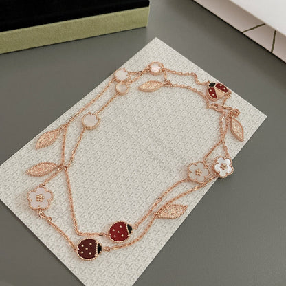 [Shinejoy]LUCKY SPRING 15 MOTIFS ROSE GOLD NECKLACE