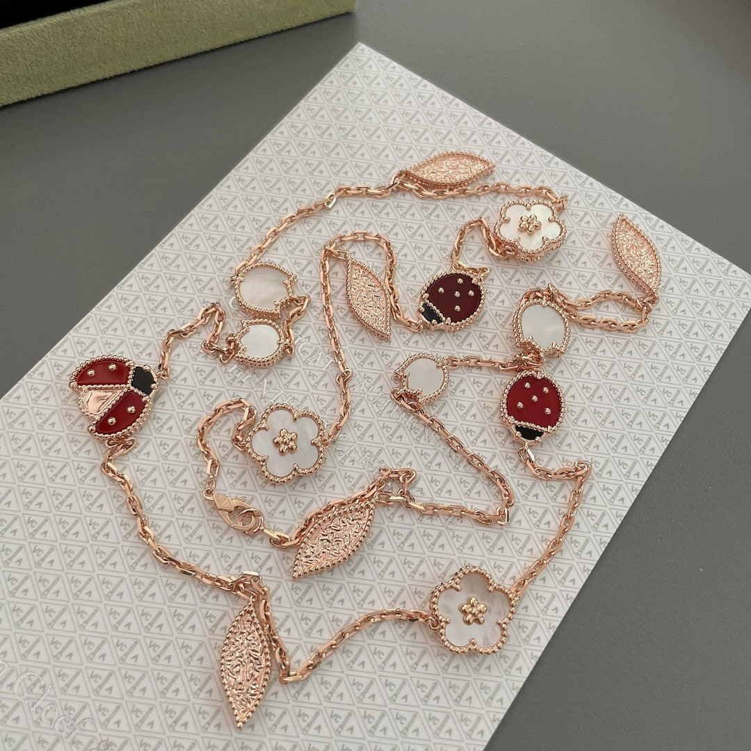 [Shinejoy]LUCKY SPRING 15 MOTIFS ROSE GOLD NECKLACE