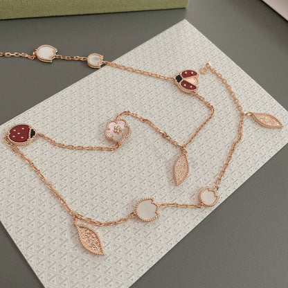 [Shinejoy]LUCKY SPRING 15 MOTIFS ROSE GOLD NECKLACE