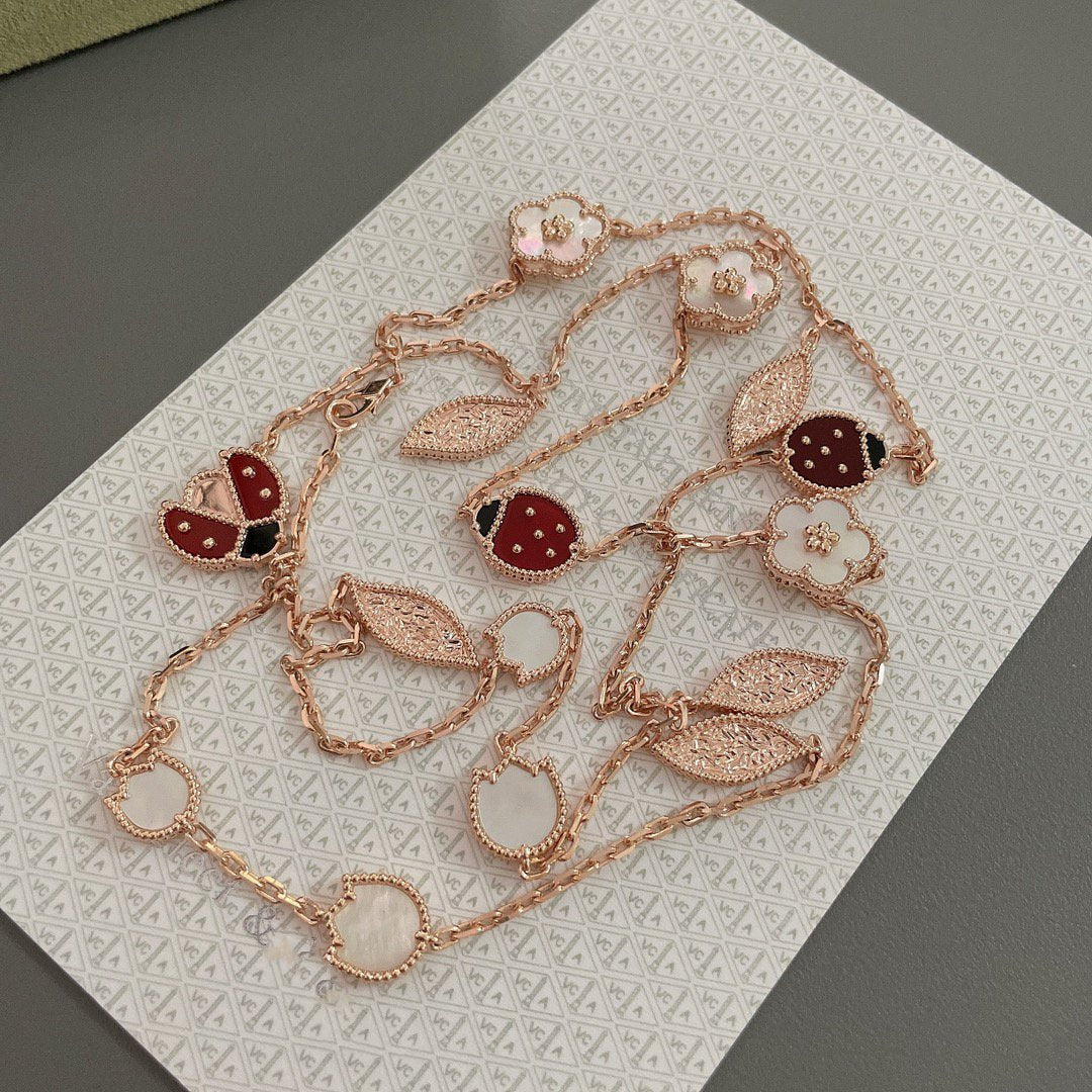 [Shinejoy]LUCKY SPRING 15 MOTIFS ROSE GOLD NECKLACE