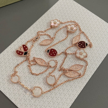 [Shinejoy]LUCKY SPRING 15 MOTIFS ROSE GOLD NECKLACE