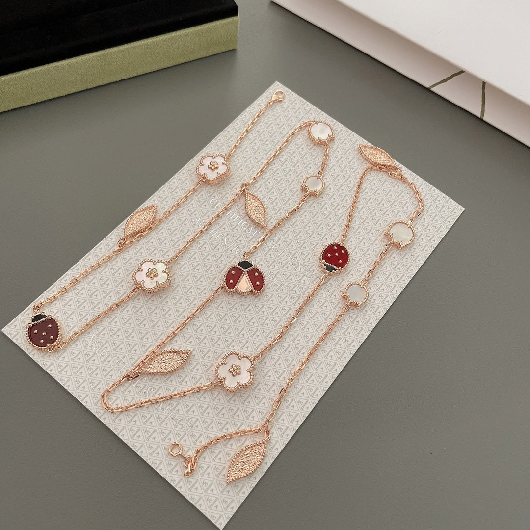 [Shinejoy]LUCKY SPRING 15 MOTIFS ROSE GOLD NECKLACE