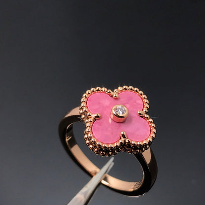 [Shinejoy]CLOVER RHODONITE ROSE GOLD RING