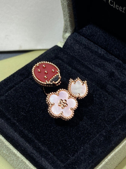 [Shinejoy]LUCKY 3 MOTIF ROSE GOLD RING