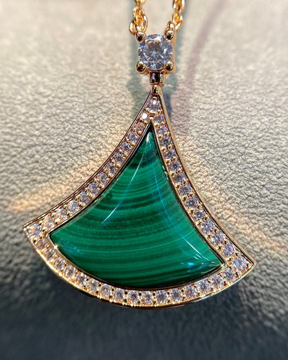 [Shinejoy]DREAM MALACHITE DIAMOND PAVED PINK GOLD NECKLACE