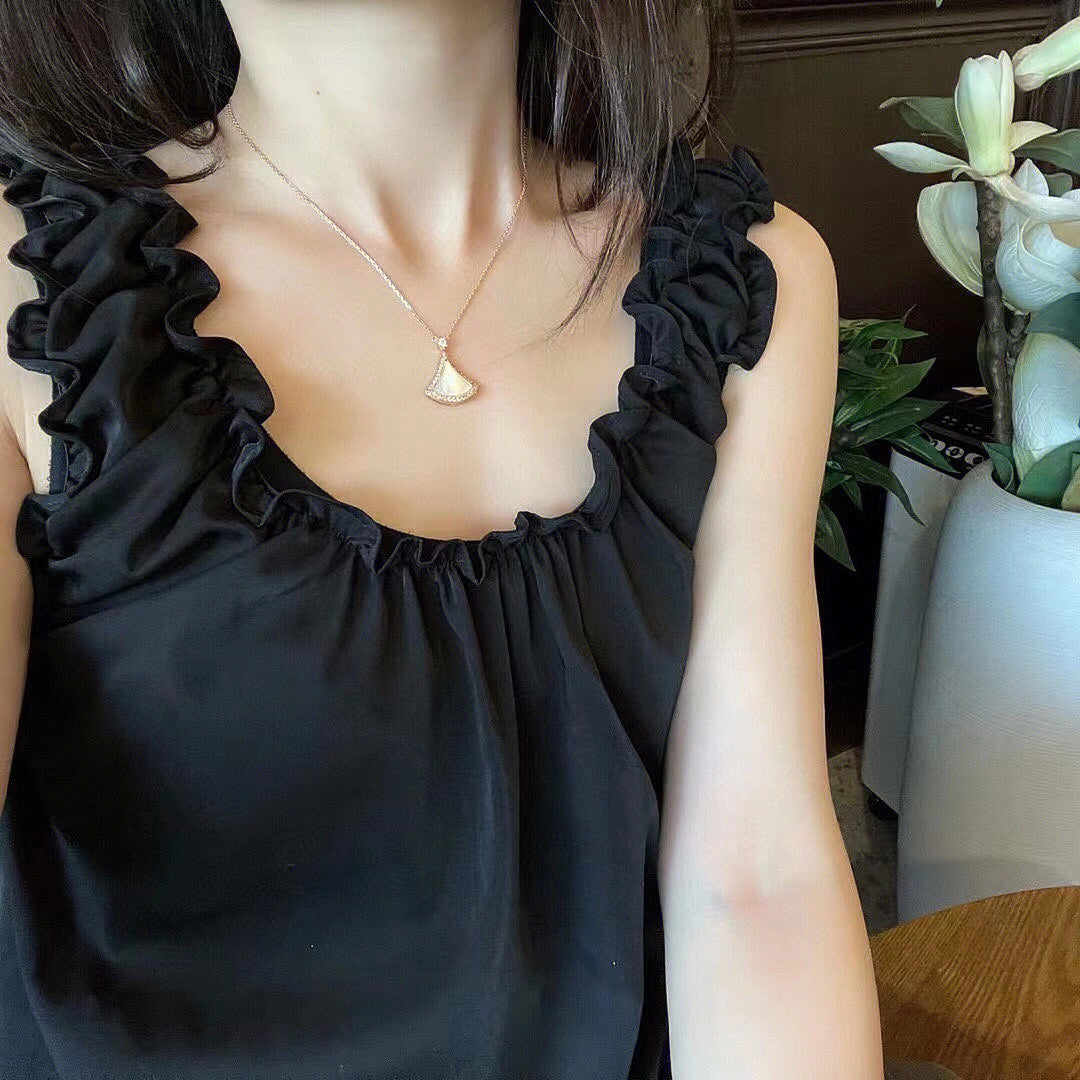 [Shinejoy]DREAM MOP DIAMOND PAVED PINK GOLD NECKLACE
