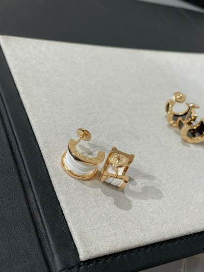 [Shinejoy]ZERO 1 PINK GOLD CERAMIC EARRINGS