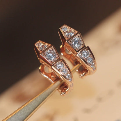 [Shinejoy]SERPENT PINK GOLD DIAMOND EARRINGS