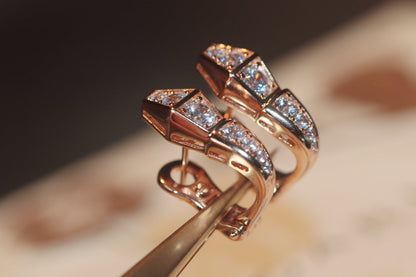 [Shinejoy]SERPENT PINK GOLD DIAMOND EARRINGS