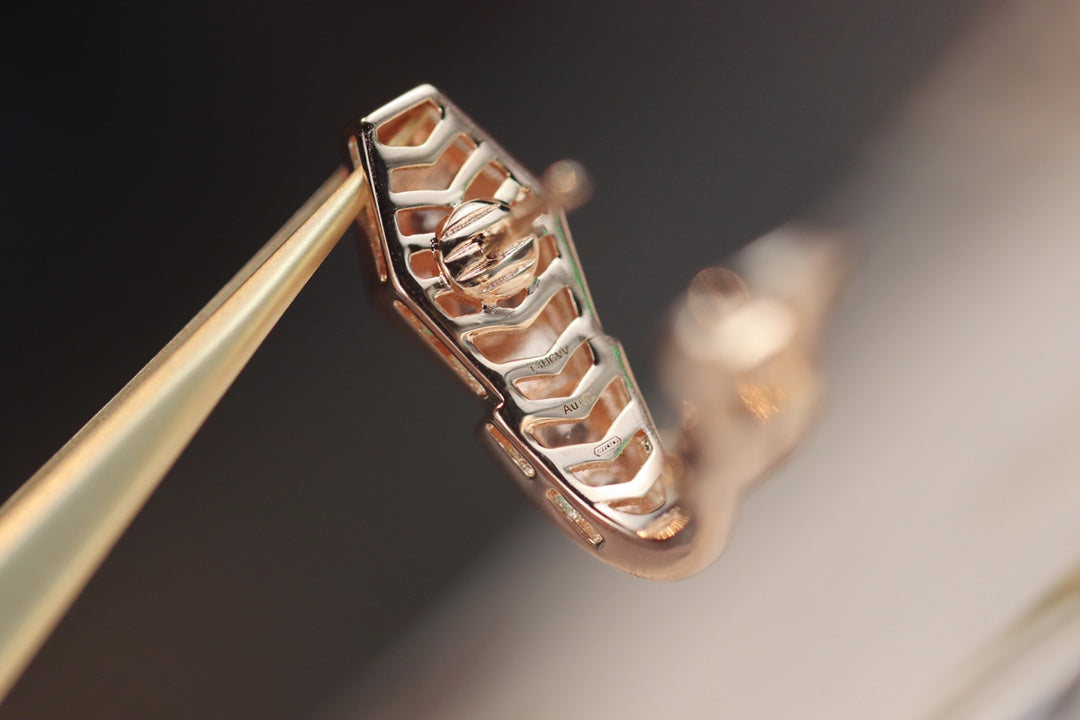 [Shinejoy]SERPENT PINK GOLD DIAMOND EARRINGS