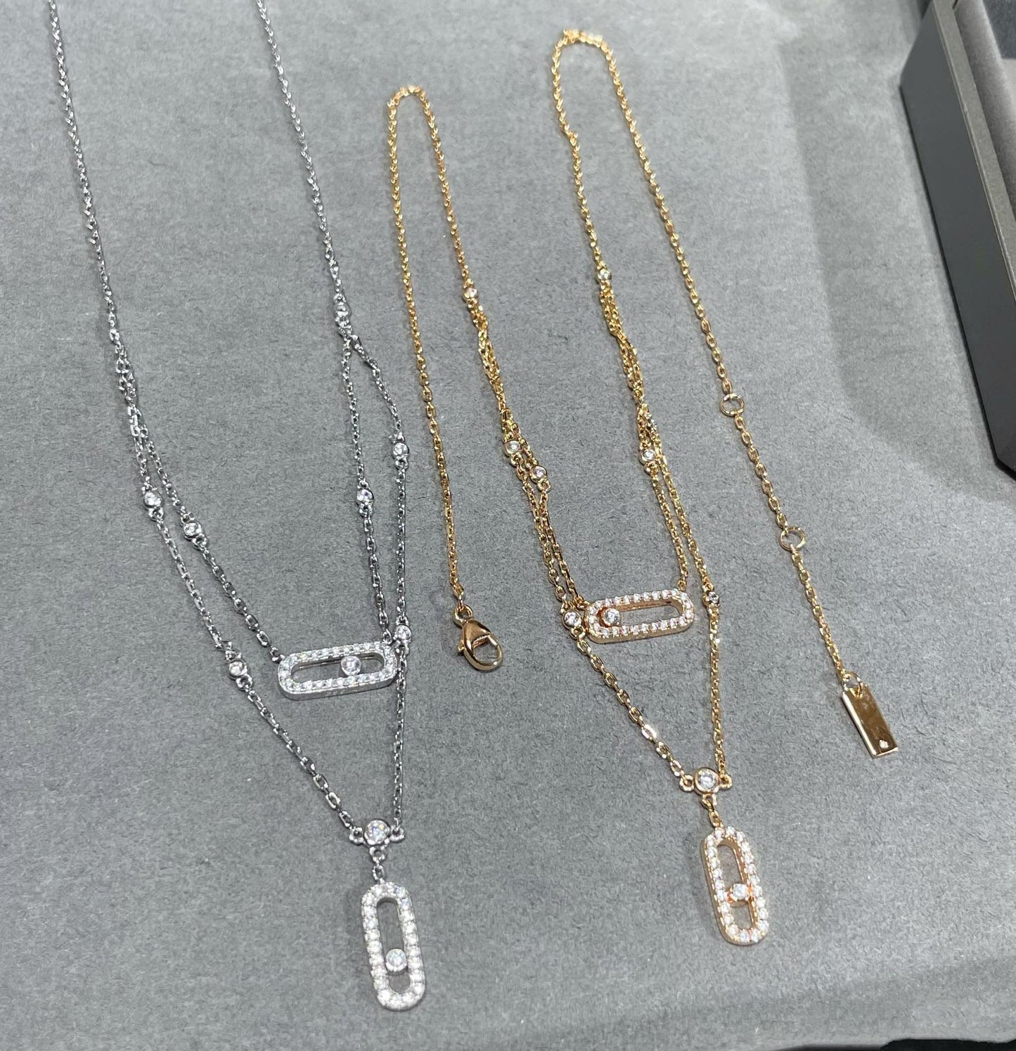 [Shinejoy]MOVE 2 ROW DIAMOND NECKLACE