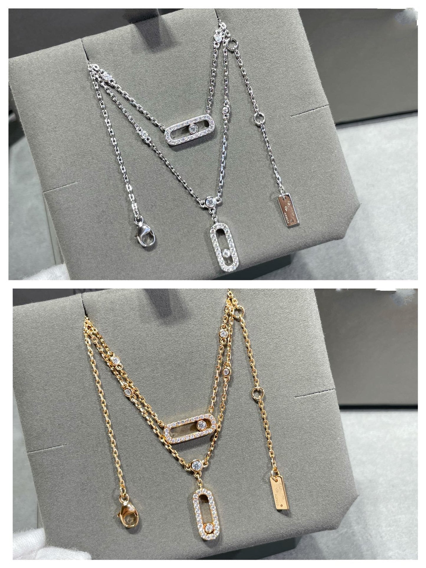 [Shinejoy]MOVE 2 ROW DIAMOND NECKLACE