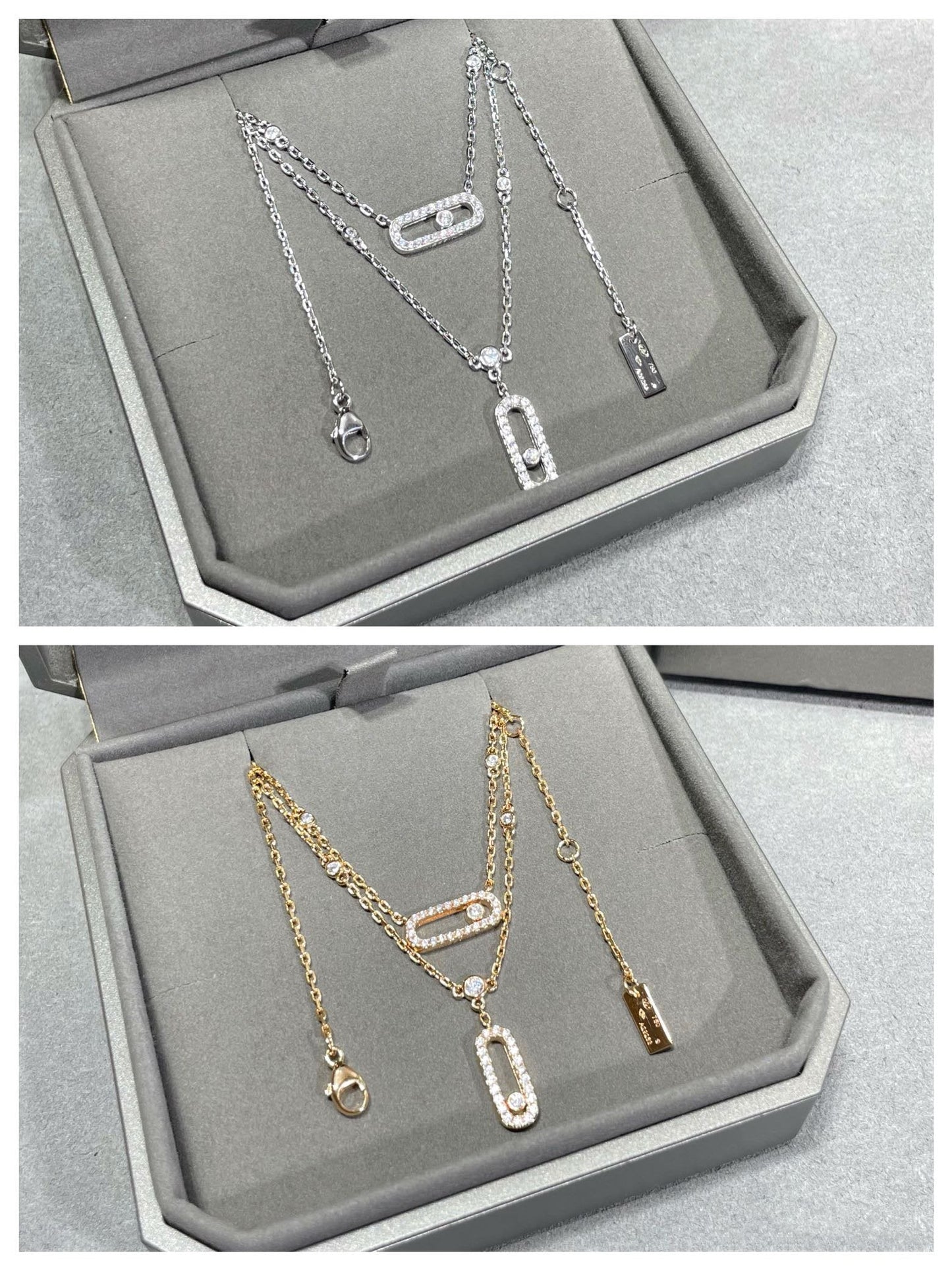 [Shinejoy]MOVE 2 ROW DIAMOND NECKLACE