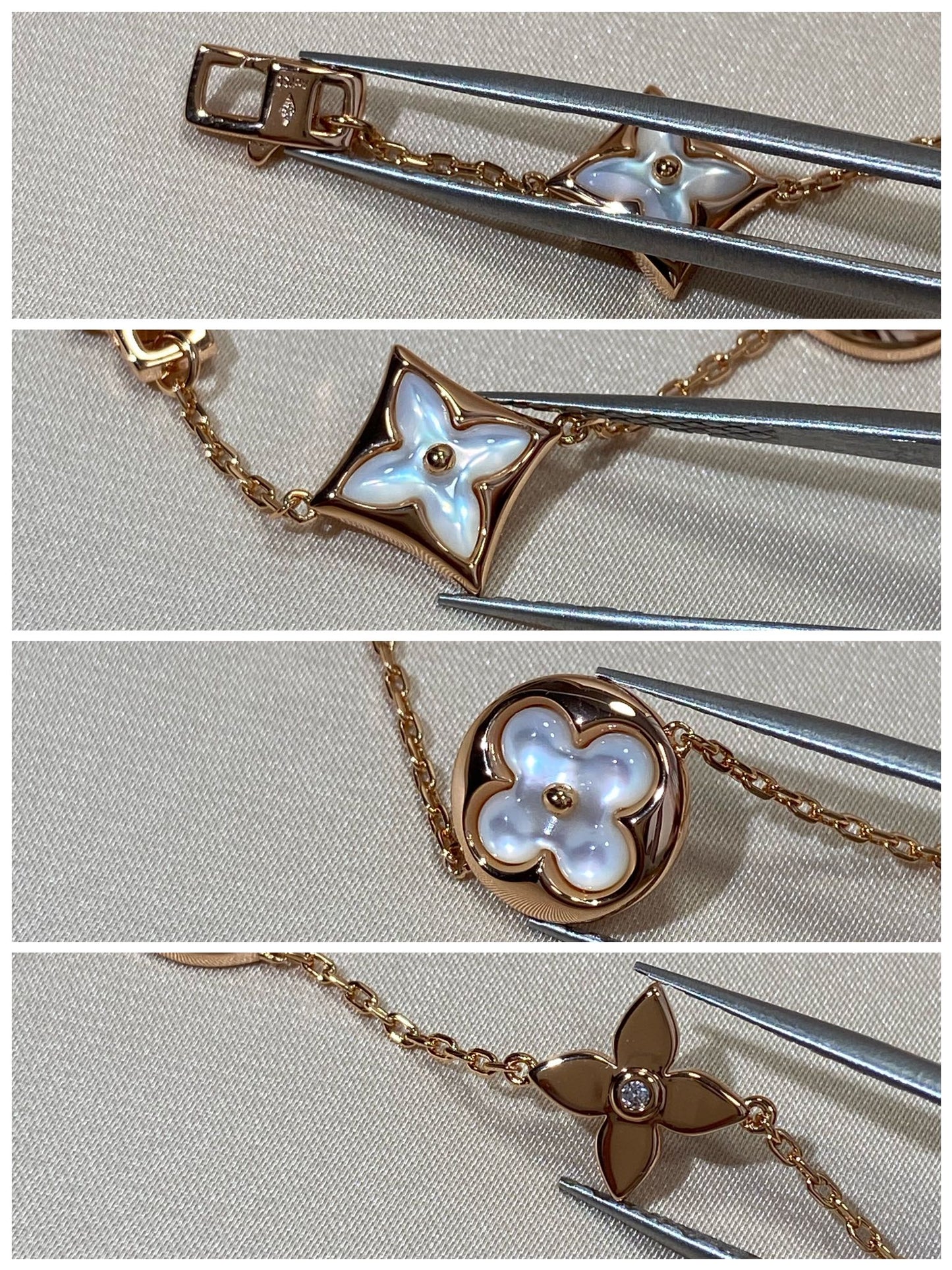 [Shinejoy]STAR AND SUN 5 MOTIF MOP PINK GOLD BRACELET