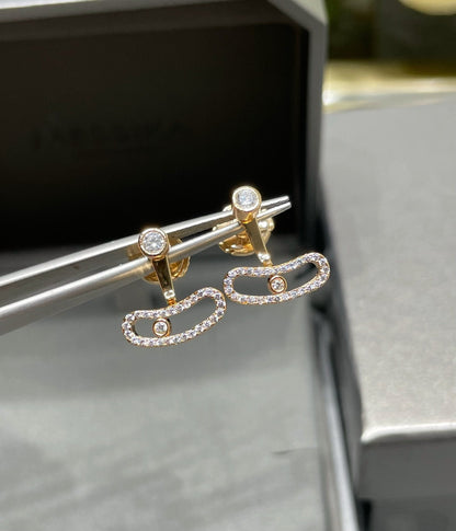[Shinejoy]MOVE UNO PINK GOLD DIAMOND EARRINGS