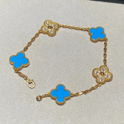 [⭐Shinejoy] CLOVER 5 MOTIF BLUE AGATE BRACELET COLLECTION
