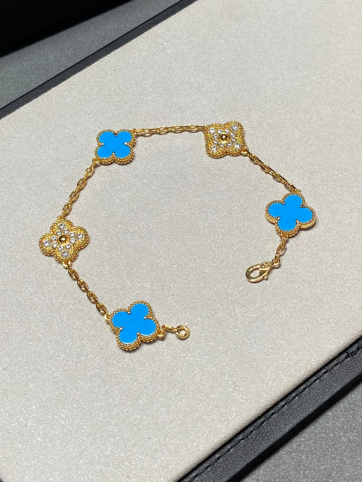 [⭐Shinejoy] CLOVER 5 MOTIF BLUE AGATE BRACELET COLLECTION