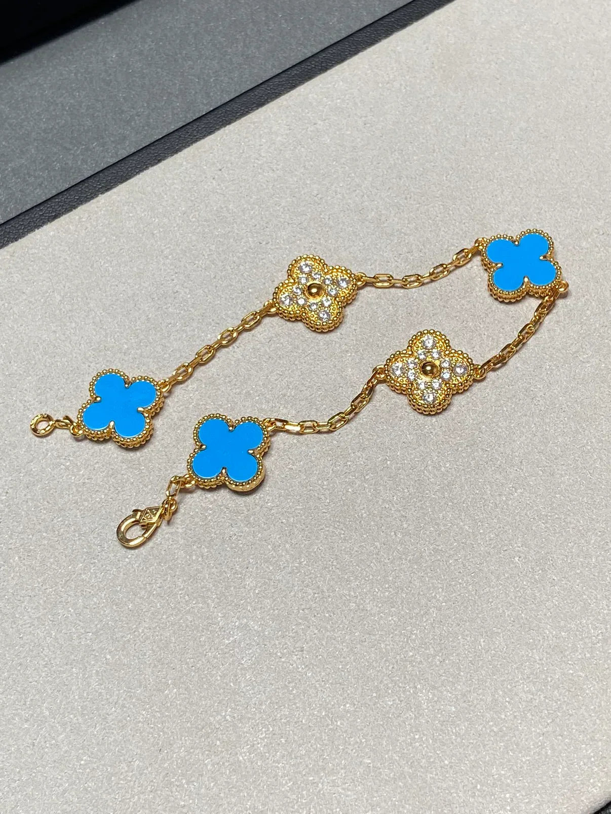 [⭐Shinejoy] CLOVER 5 MOTIF BLUE AGATE BRACELET COLLECTION