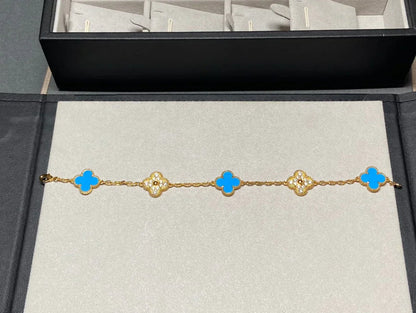 [⭐Shinejoy] CLOVER 5 MOTIF BLUE AGATE BRACELET COLLECTION
