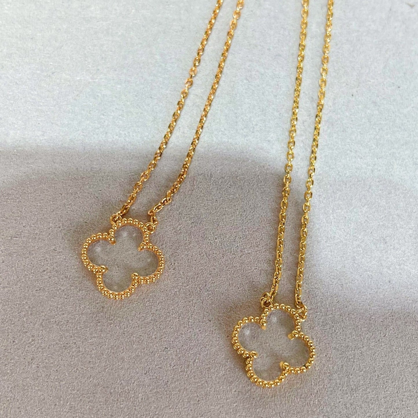 [Shinejoy]CLOVER ROCK CRYSTAL ROSE GOLD NECKLACE