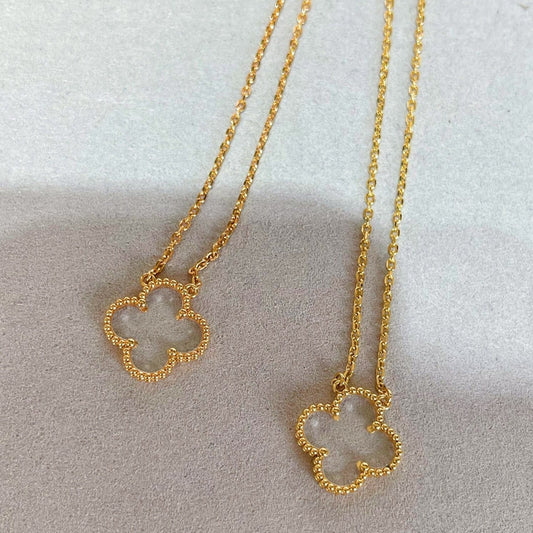 [Shinejoy]CLOVER ROCK CRYSTAL ROSE GOLD NECKLACE