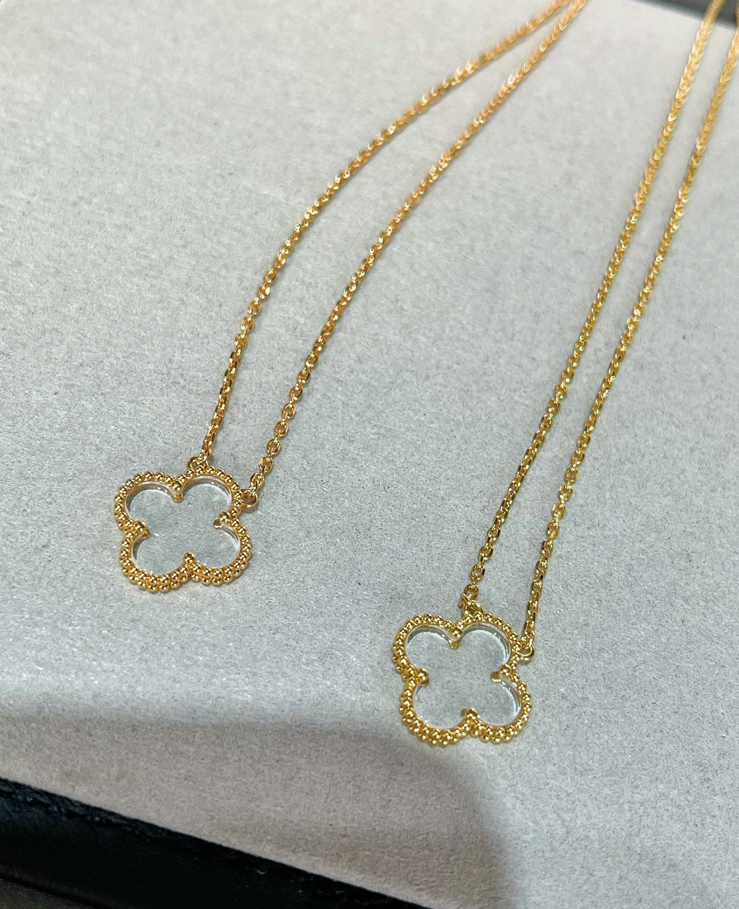 [Shinejoy]CLOVER ROCK CRYSTAL ROSE GOLD NECKLACE