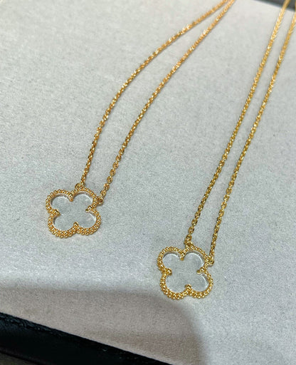 [Shinejoy]CLOVER ROCK CRYSTAL ROSE GOLD NECKLACE