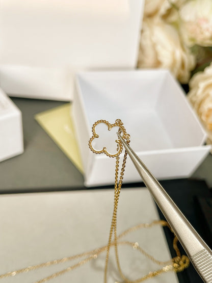 [Shinejoy]CLOVER ROCK CRYSTAL ROSE GOLD NECKLACE