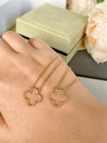 [Shinejoy]CLOVER ROCK CRYSTAL ROSE GOLD NECKLACE