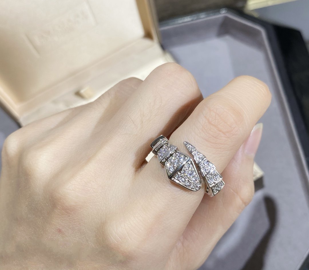 [Shinejoy]SERPENTI LARGE RING SILVER DIAMOND PAVED