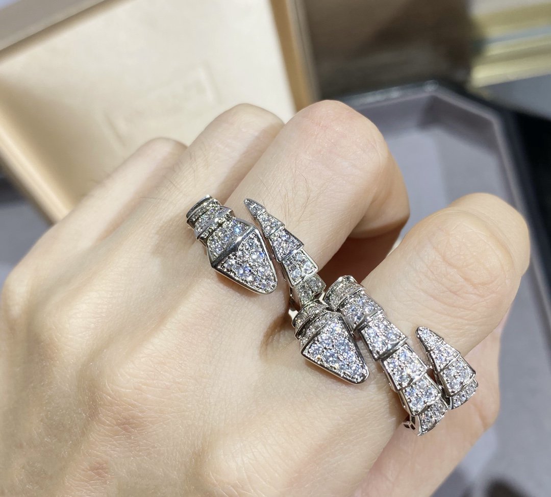 [Shinejoy]SERPENTI LARGE RING SILVER DIAMOND PAVED
