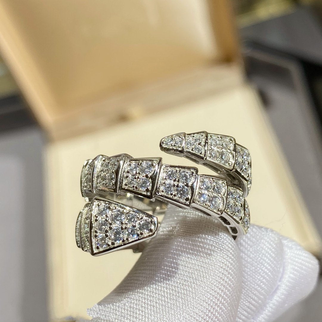 [Shinejoy]SERPENTI DOUBLE RING SILVER DIAMOND PAVED