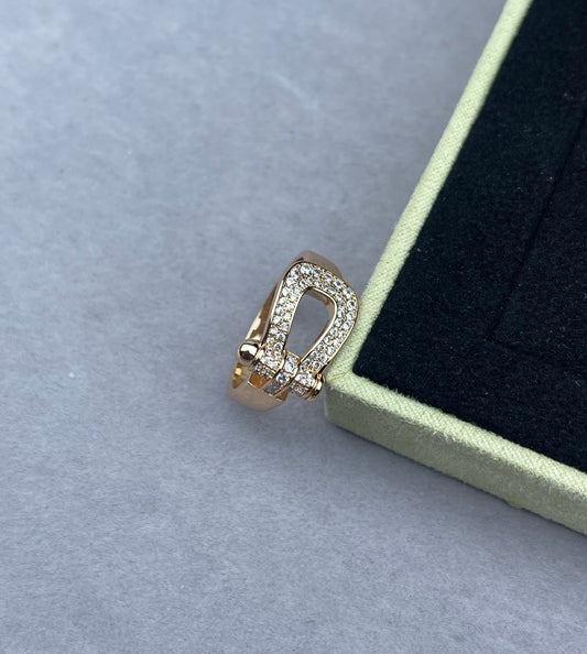 [Shinejoy]Bague large sertie de diamants en forme de sabot