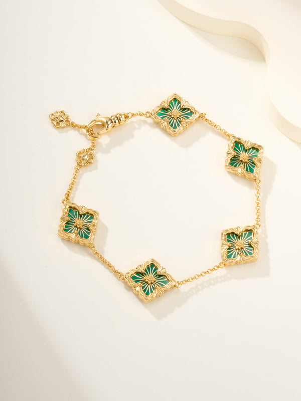 [?shinejoy]B.C.L Bracelet émaillé cinq fleurs (couleurs variées)