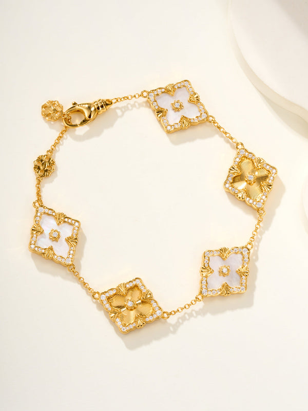 [?shinejoy]B.C.L ENAMELLED Bracelet cinq fleurs (différents coloris) GRANDE TAILLE