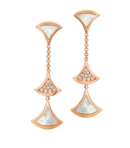 [Shinejoy]DREAM EARRINGS 3 MOTIFS DIAMOND MOP PINK GOLD