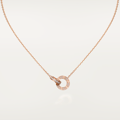 [Shinejoy]LOVE 7.6MM NECKLACE ROSE GOLD AND SILVER  FULL DIAMOND