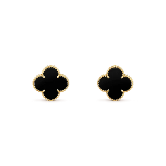 [Shinejoy]CLOVER MEDIUM 1 MOTIFS  ONYX STUD EARRINGS